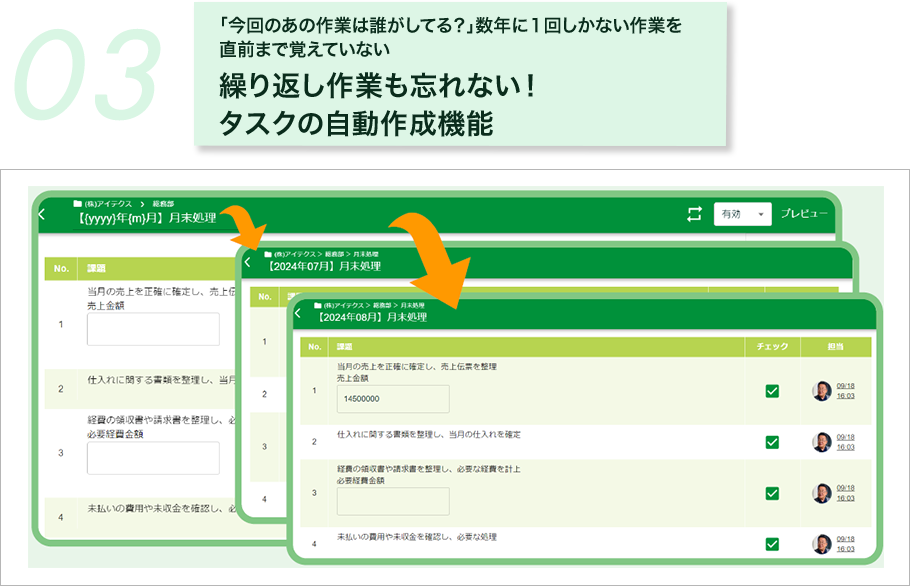 繰り返し作業も忘れない！タスクの自動作成機能